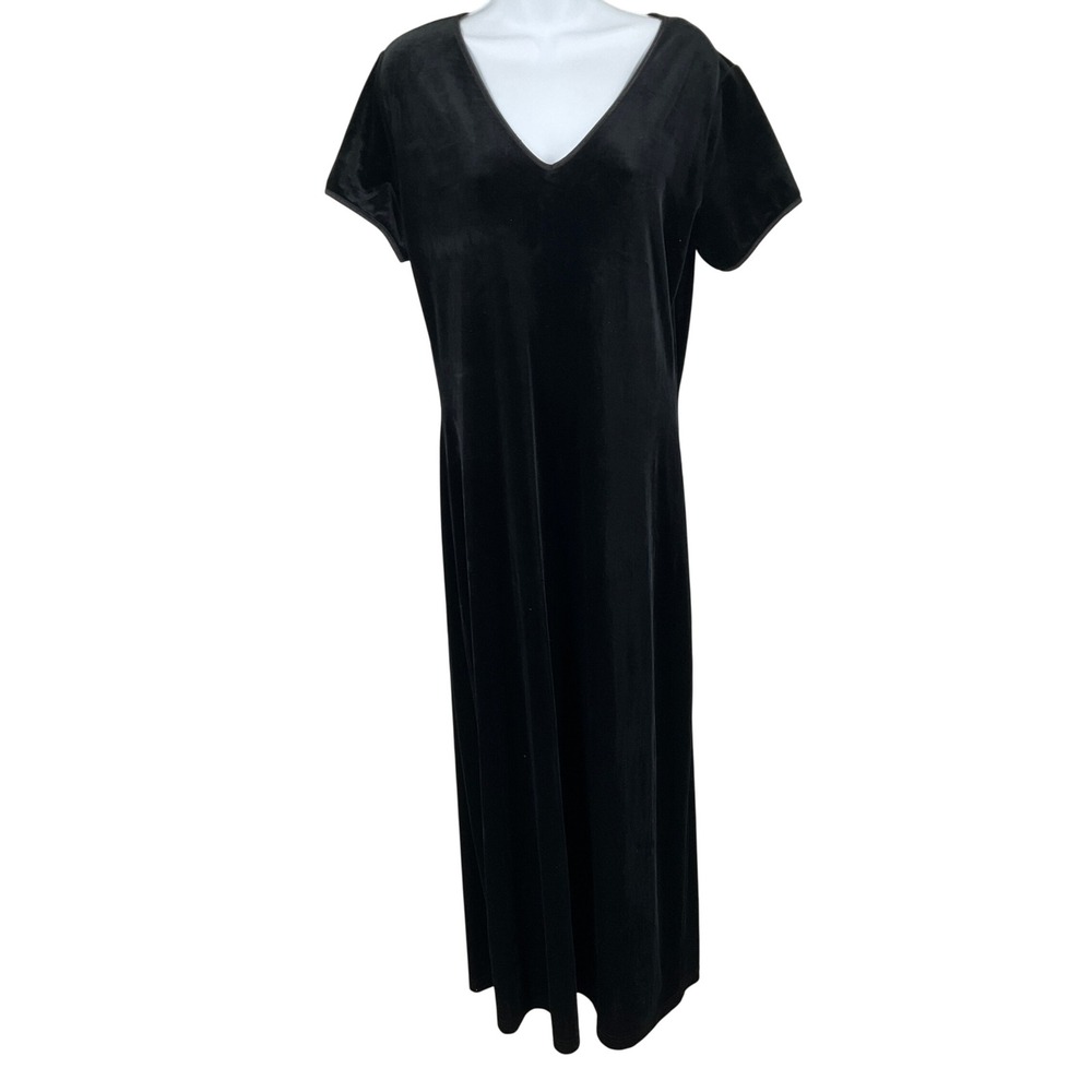 Express Tricot Maxi Dress Womens 11/12 Black Velvet Whimsigoth Vintage 90s Goth